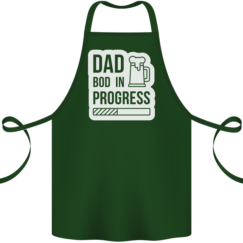 Dad Bod In Progress Funny Fathers Day Body Cotton Apron 100% Organic Forest Green