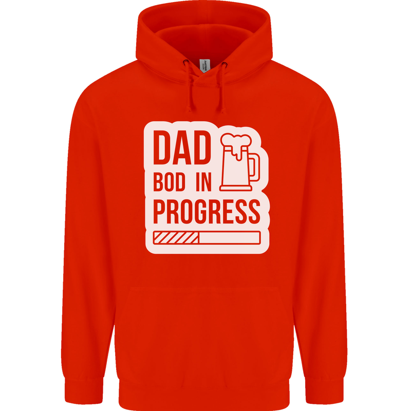 Dad Bod In Progress Funny Fathers Day Body Mens 80% Cotton Hoodie Bright Red