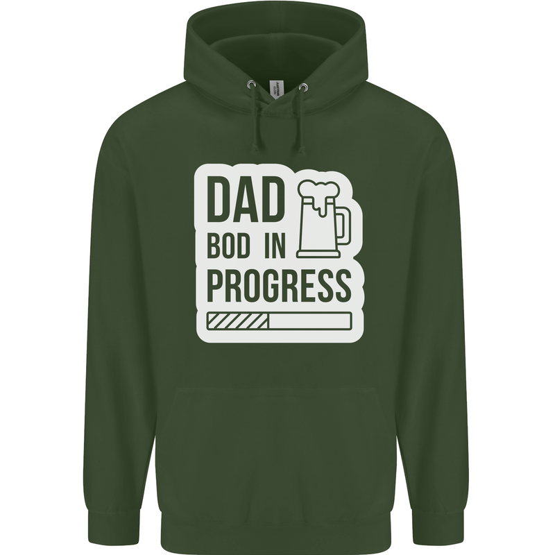 Dad Bod In Progress Funny Fathers Day Body Mens 80% Cotton Hoodie Forest Green