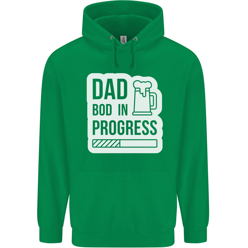 Dad Bod In Progress Funny Fathers Day Body Mens 80% Cotton Hoodie Irish Green