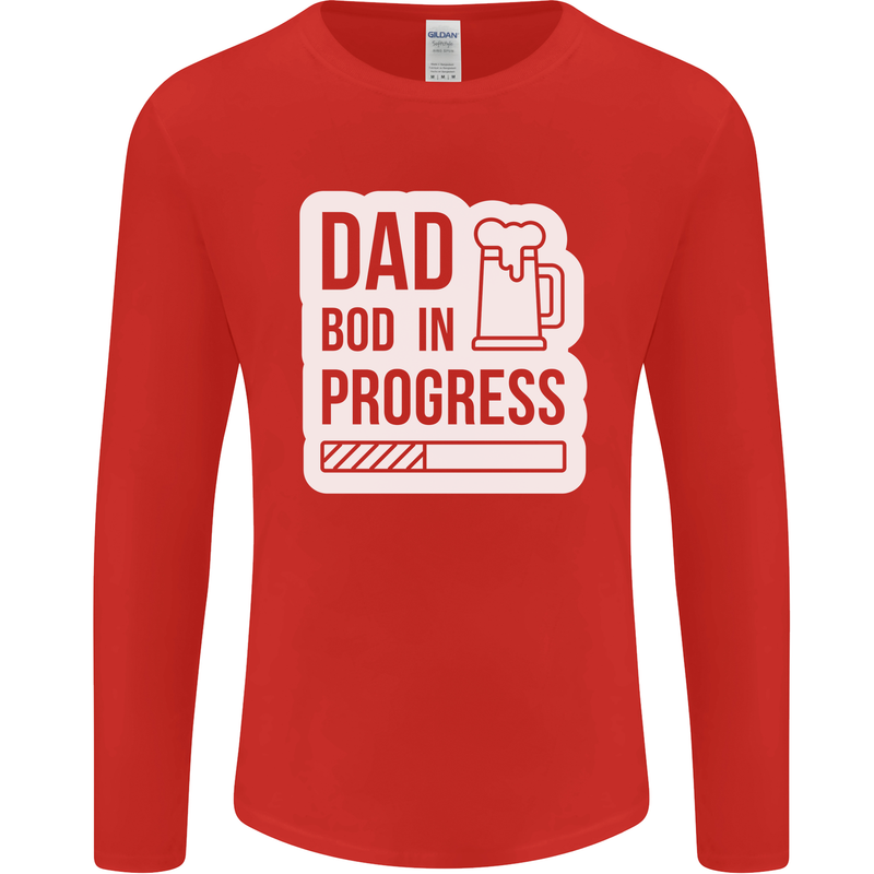 Dad Bod In Progress Funny Fathers Day Body Mens Long Sleeve T-Shirt Red