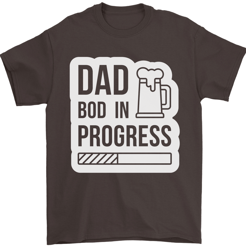 Dad Bod In Progress Funny Fathers Day Body Mens T-Shirt Cotton Gildan Dark Chocolate