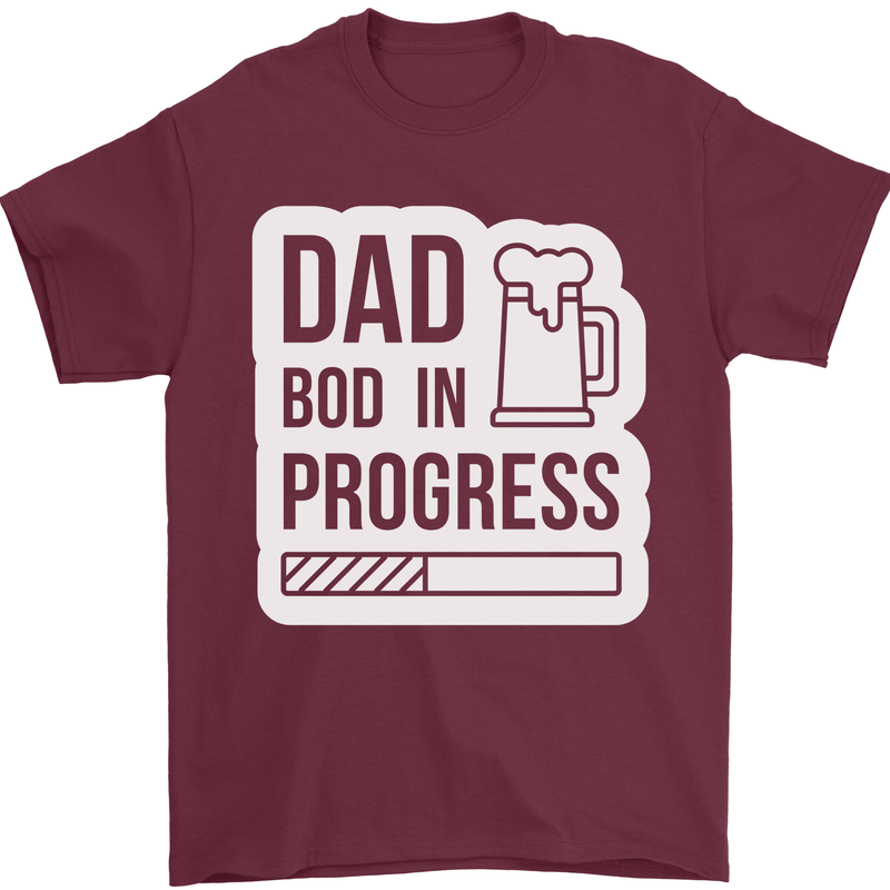 Dad Bod In Progress Funny Fathers Day Body Mens T-Shirt Cotton Gildan Maroon