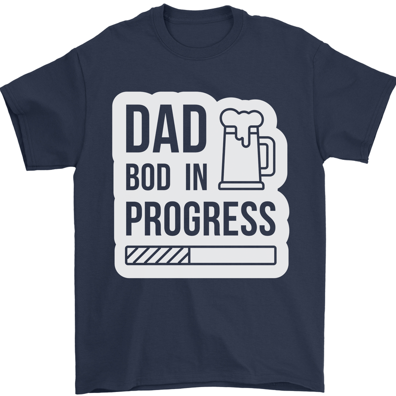 Dad Bod In Progress Funny Fathers Day Body Mens T-Shirt Cotton Gildan Navy Blue