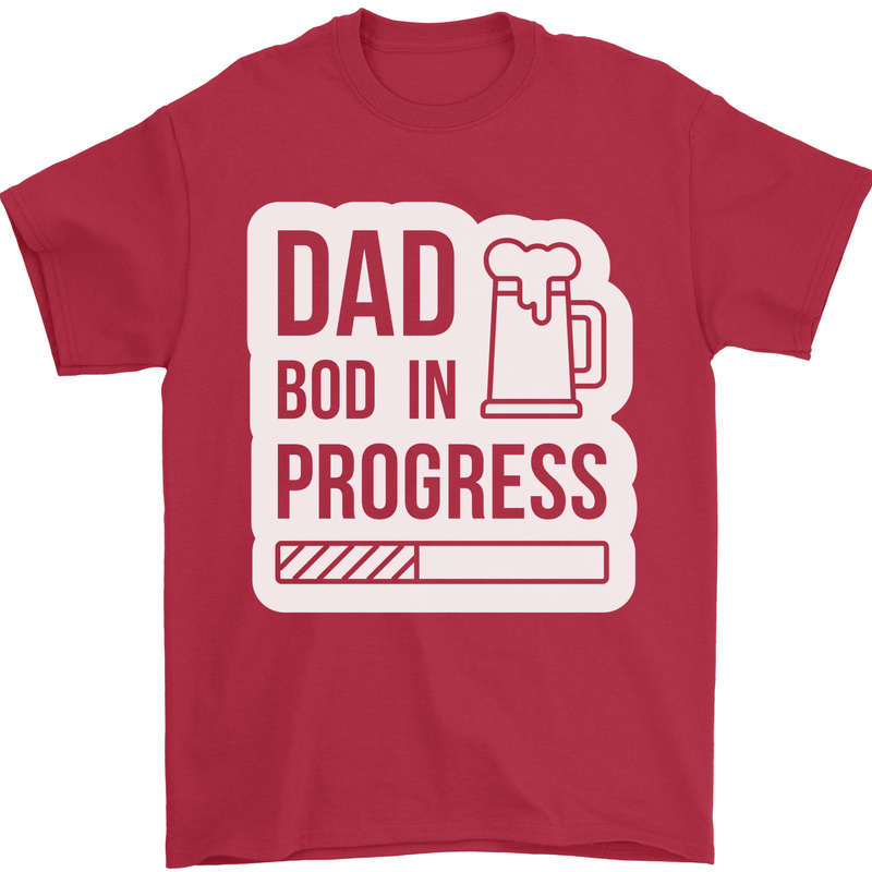 Dad Bod In Progress Funny Fathers Day Body Mens T-Shirt Cotton Gildan Red