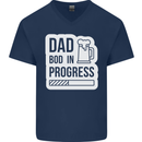 Dad Bod In Progress Funny Fathers Day Body Mens V-Neck Cotton T-Shirt Navy Blue