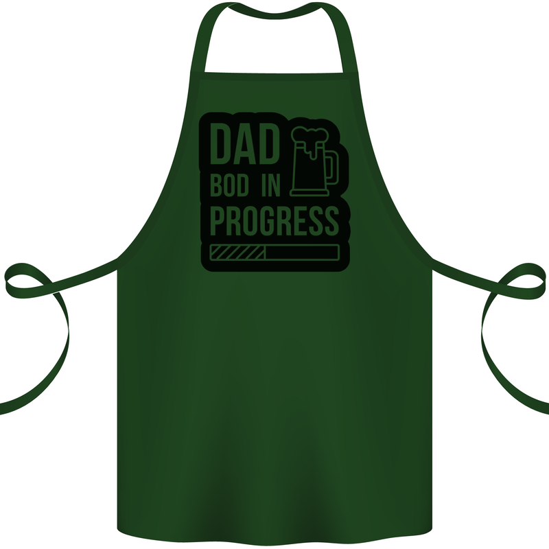 Dad Bod In Progress Funny Fathers Day Cotton Apron 100% Organic Forest Green