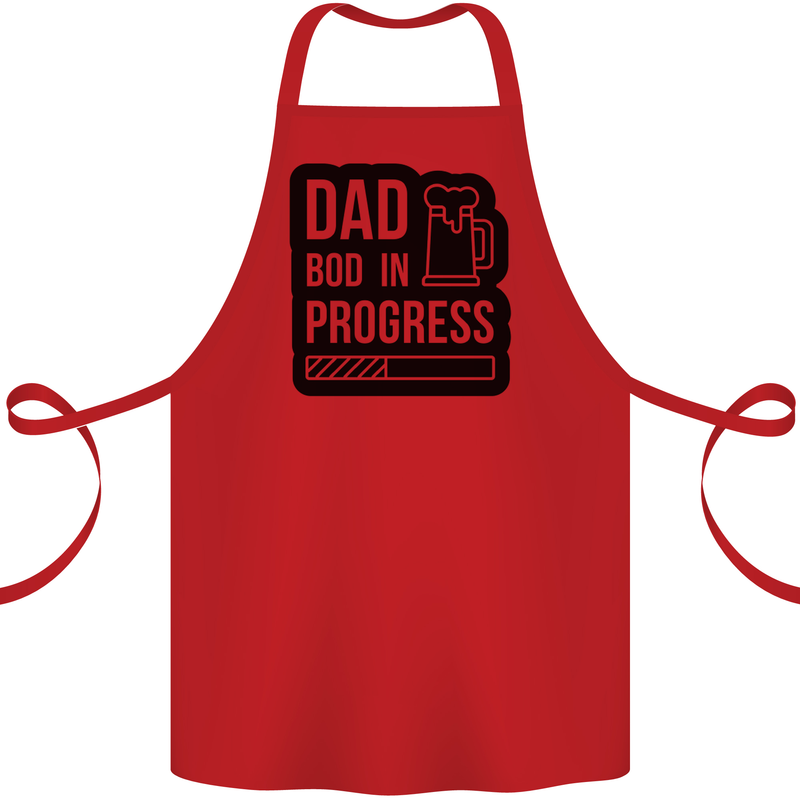 Dad Bod In Progress Funny Fathers Day Cotton Apron 100% Organic Red