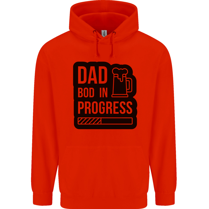 Dad Bod In Progress Funny Fathers Day Mens 80% Cotton Hoodie Bright Red
