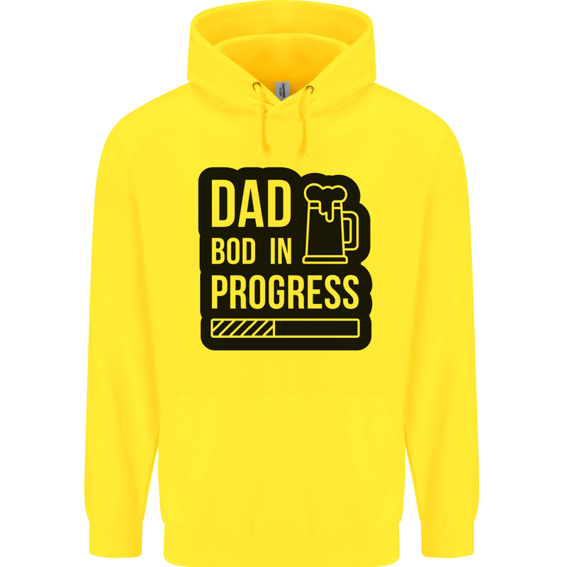 Dad Bod In Progress Funny Fathers Day Mens 80% Cotton Hoodie Yellow