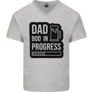 Dad Bod In Progress Funny Fathers Day Mens V-Neck Cotton T-Shirt Sports Grey