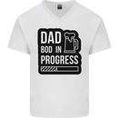 Dad Bod In Progress Funny Fathers Day Mens V-Neck Cotton T-Shirt White
