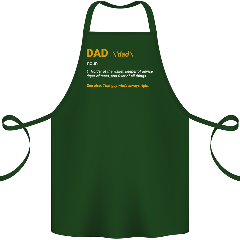 Dad Definition Funny Father's Day Cotton Apron 100% Organic Forest Green