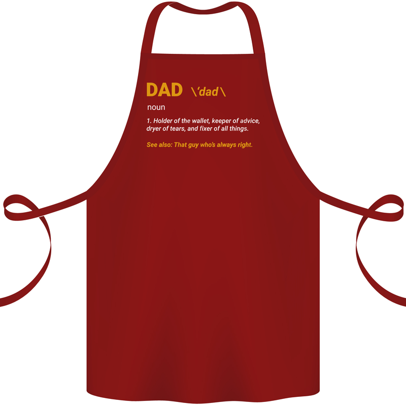 Dad Definition Funny Father's Day Cotton Apron 100% Organic Maroon