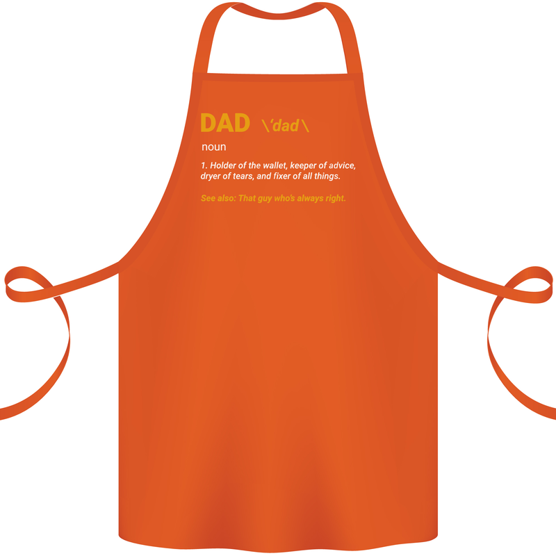 Dad Definition Funny Father's Day Cotton Apron 100% Organic Orange