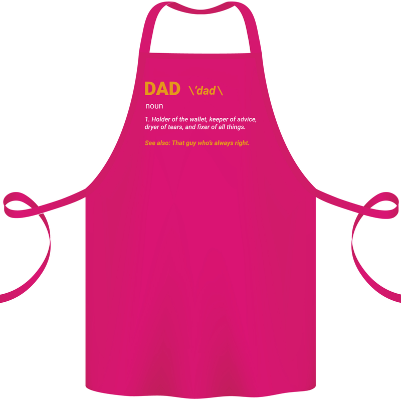 Dad Definition Funny Father's Day Cotton Apron 100% Organic Pink