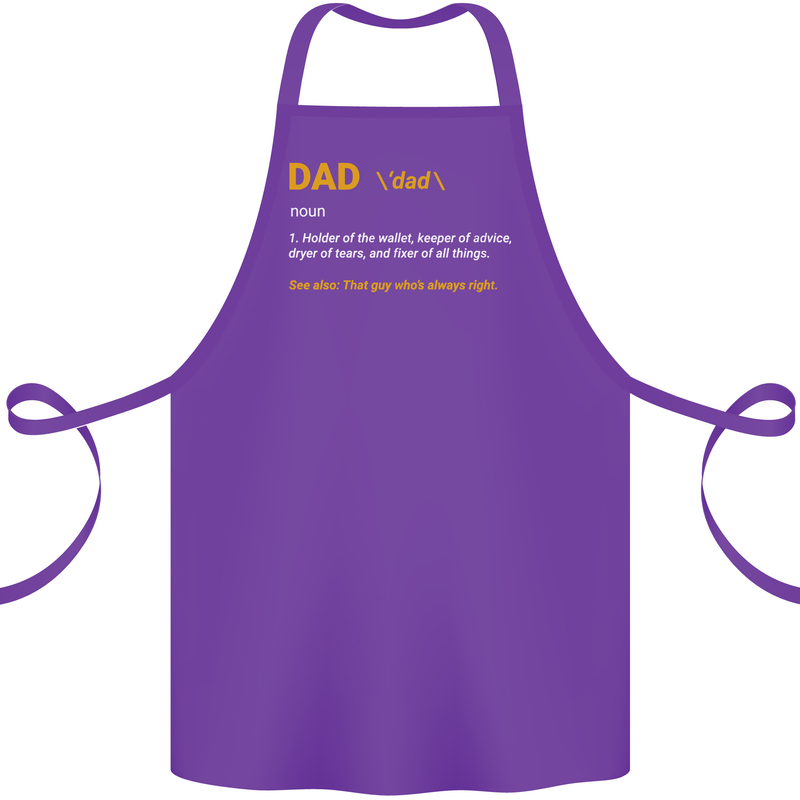 Dad Definition Funny Father's Day Cotton Apron 100% Organic Purple