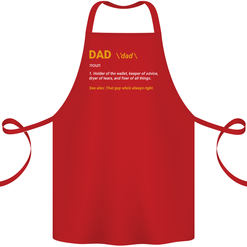 Dad Definition Funny Father's Day Cotton Apron 100% Organic Red