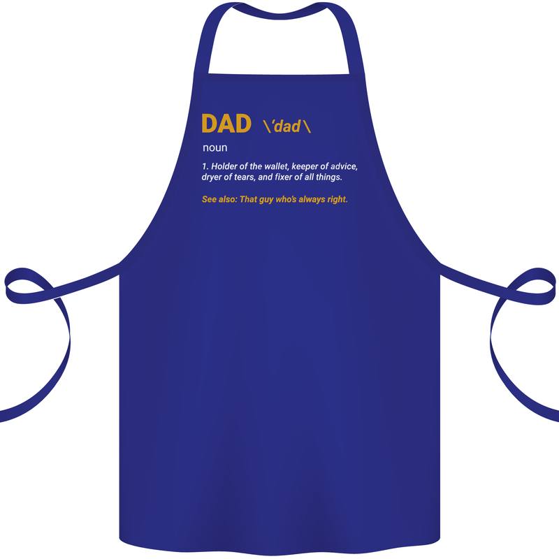 Dad Definition Funny Father's Day Cotton Apron 100% Organic Royal Blue