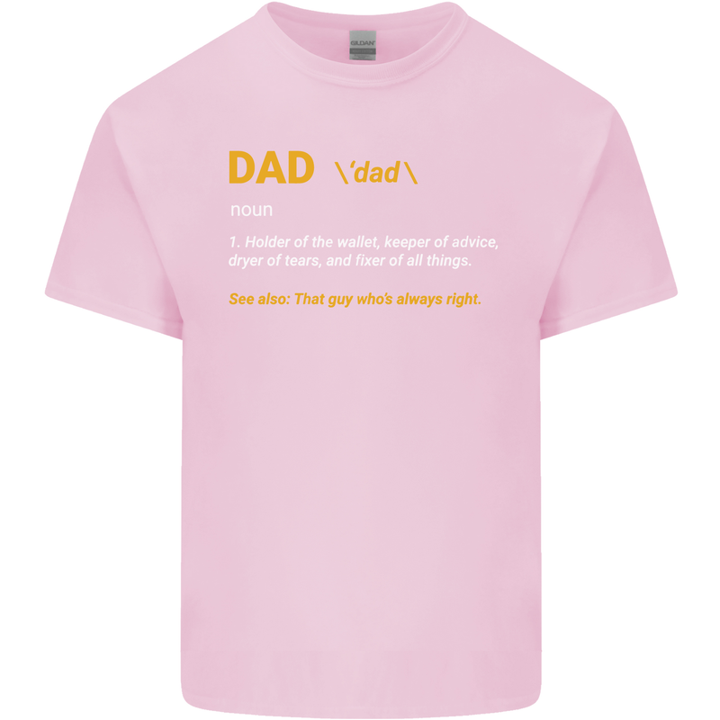 Dad Definition Funny Father's Day Mens Cotton T-Shirt Tee Top Light Pink