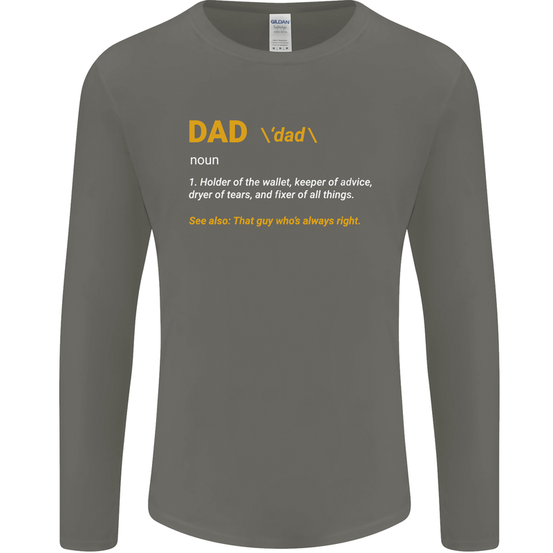 Dad Definition Funny Father's Day Mens Long Sleeve T-Shirt Charcoal