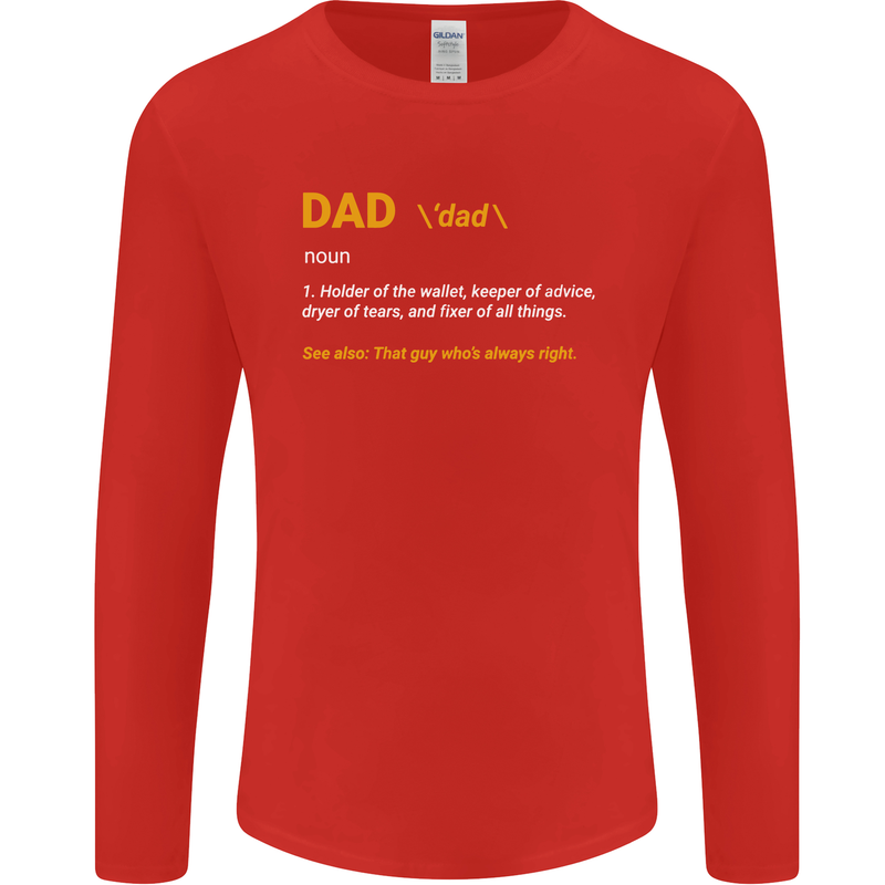 Dad Definition Funny Father's Day Mens Long Sleeve T-Shirt Red