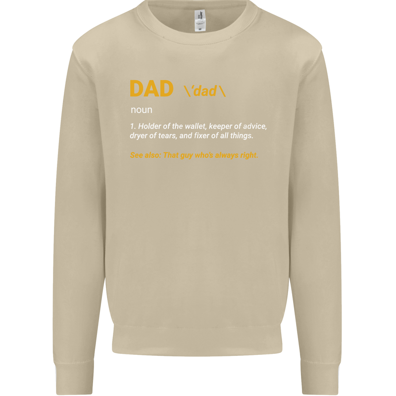 Dad Definition Funny Father's Day Mens Sweatshirt Jumper Sand