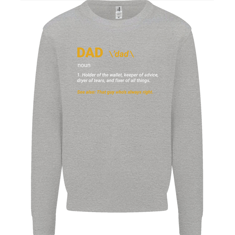 Dad Definition Funny Father's Day Mens Sweatshirt Jumper Sports Grey