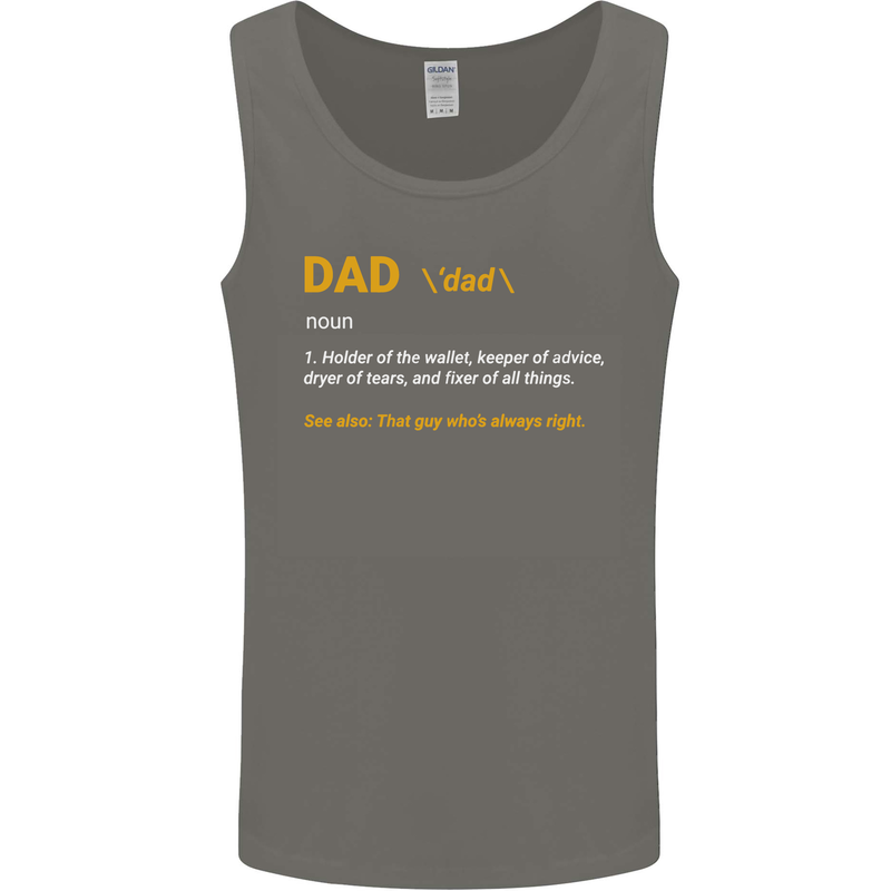 Dad Definition Funny Father's Day Mens Vest Tank Top Charcoal