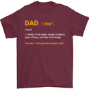 Dad Definition Funny Fathers Day Daddy Mens T-Shirt Cotton Gildan Maroon