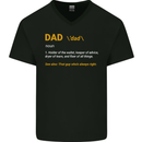 Dad Definition Funny Fathers Day Daddy Mens V-Neck Cotton T-Shirt Black