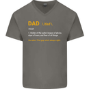 Dad Definition Funny Fathers Day Daddy Mens V-Neck Cotton T-Shirt Charcoal