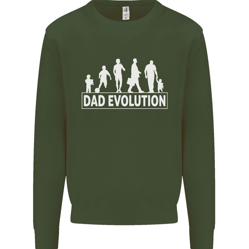 Dad Evolution Fathers Day Mens Sweatshirt Jumper Forest Green