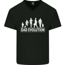 Dad Evolution Fathers Day Mens V-Neck Cotton T-Shirt Black