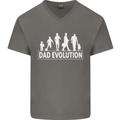 Dad Evolution Fathers Day Mens V-Neck Cotton T-Shirt Charcoal
