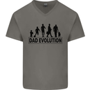 Dad Evolution Fathers Day Mens V-Neck Cotton T-Shirt Charcoal