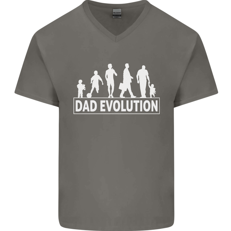 Dad Evolution Fathers Day Mens V-Neck Cotton T-Shirt Charcoal