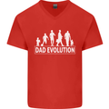 Dad Evolution Fathers Day Mens V-Neck Cotton T-Shirt Red
