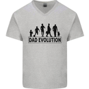 Dad Evolution Fathers Day Mens V-Neck Cotton T-Shirt Sports Grey