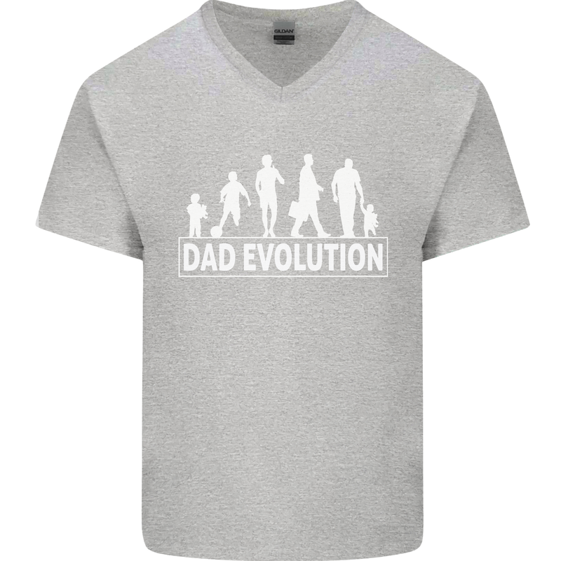 Dad Evolution Fathers Day Mens V-Neck Cotton T-Shirt Sports Grey