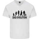 Dad Evolution Fathers Day Mens V-Neck Cotton T-Shirt White