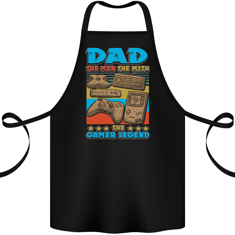Dad Gamer Legend Fathers Day Gaming Funny Cotton Apron 100% Organic Black