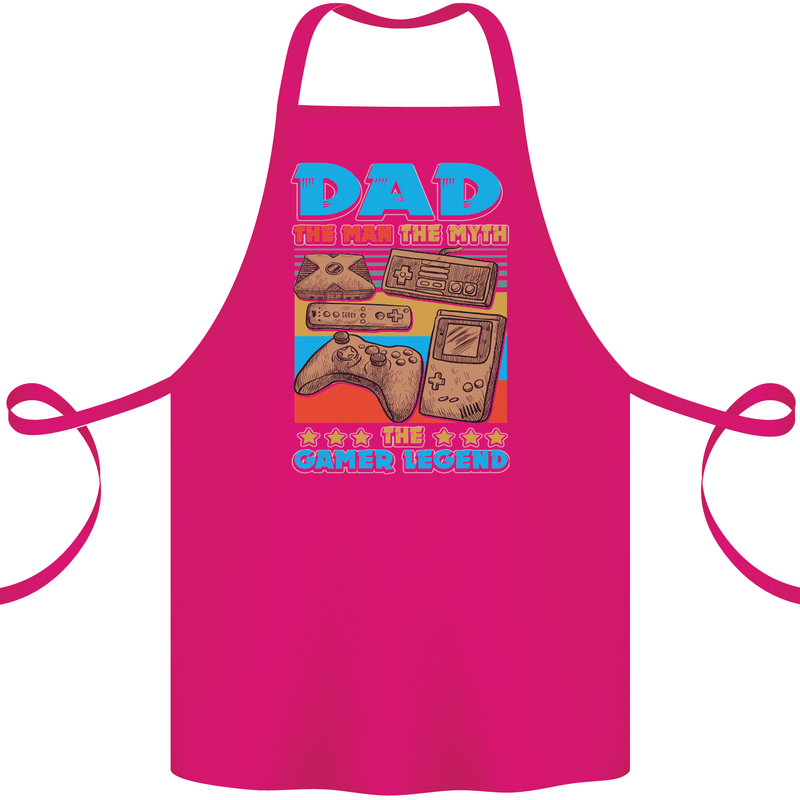 Dad Gamer Legend Fathers Day Gaming Funny Cotton Apron 100% Organic Pink
