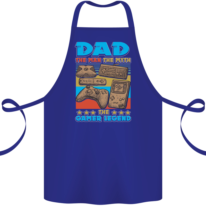 Dad Gamer Legend Fathers Day Gaming Funny Cotton Apron 100% Organic Royal Blue