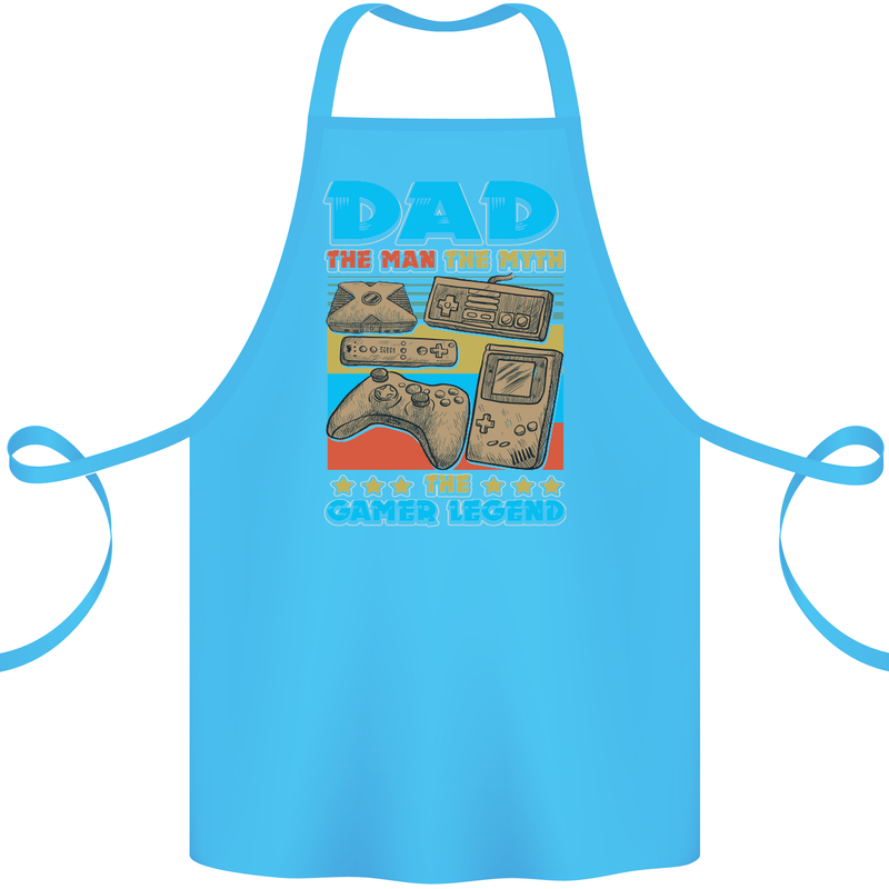 Dad Gamer Legend Fathers Day Gaming Funny Cotton Apron 100% Organic Turquoise