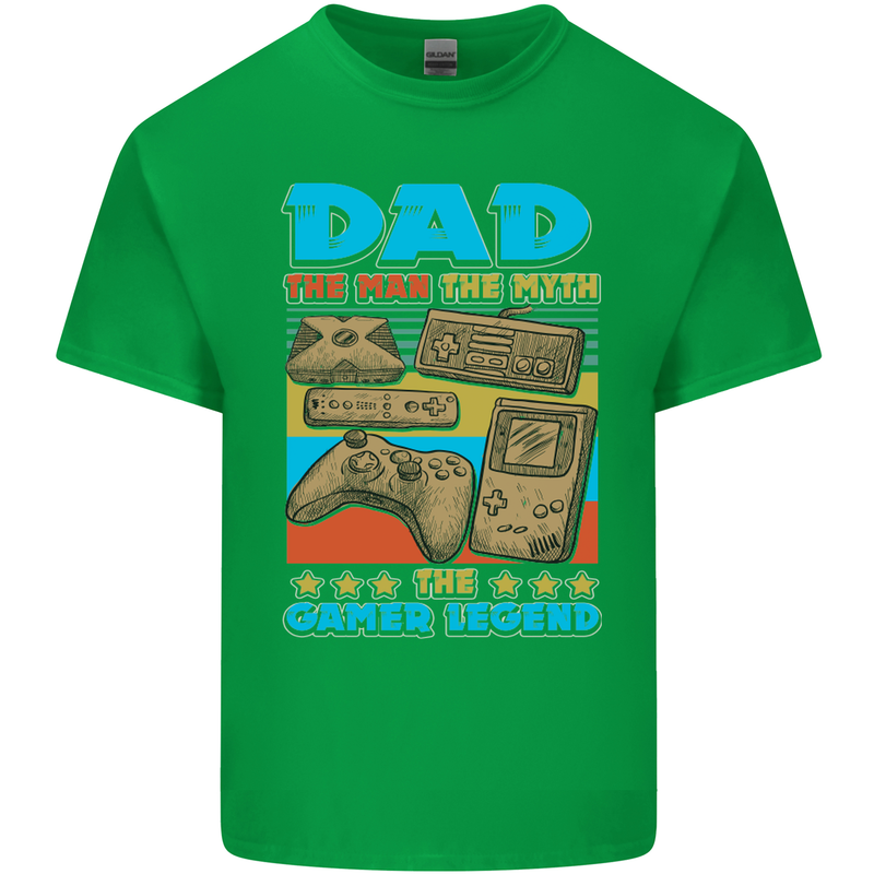 Dad Gamer Legend Fathers Day Gaming Funny Mens Cotton T-Shirt Tee Top Irish Green