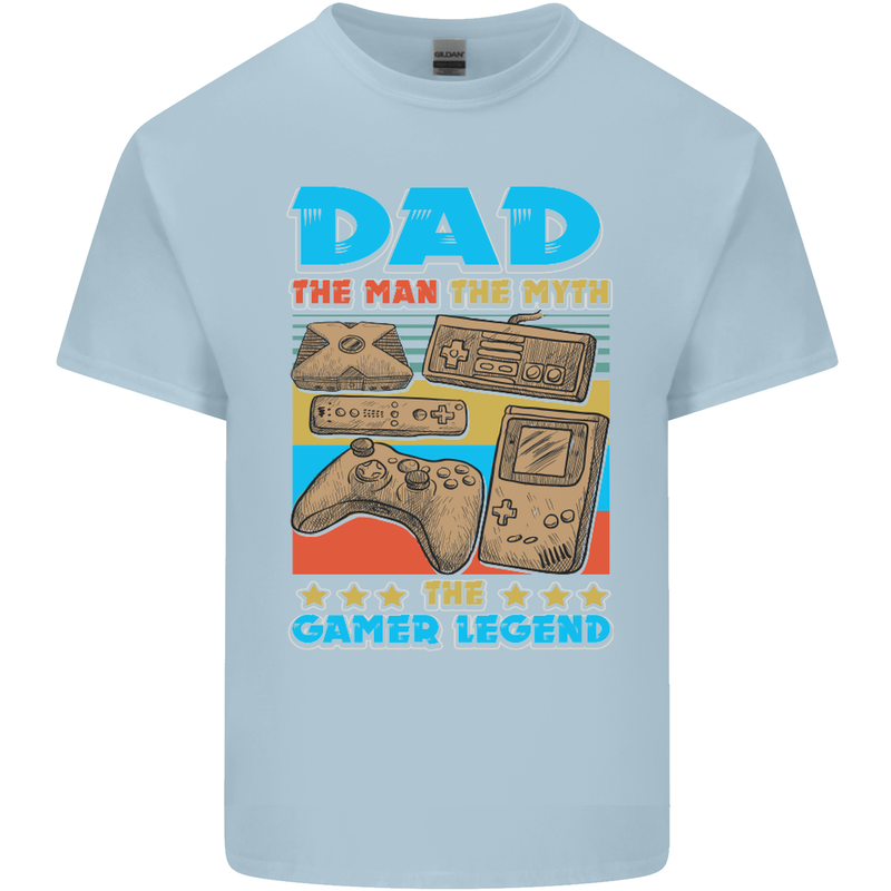 Dad Gamer Legend Fathers Day Gaming Funny Mens Cotton T-Shirt Tee Top Light Blue