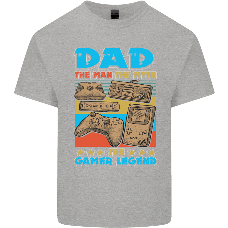 Dad Gamer Legend Fathers Day Gaming Funny Mens Cotton T-Shirt Tee Top Sports Grey