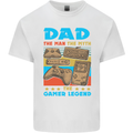 Dad Gamer Legend Fathers Day Gaming Funny Mens Cotton T-Shirt Tee Top White