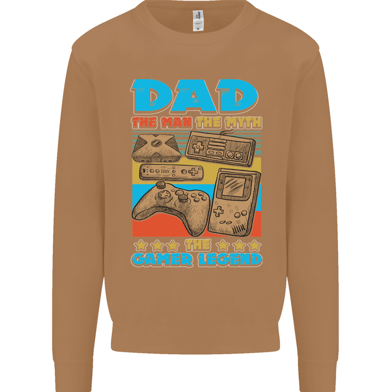 Dad Gamer Legend Fathers Day Gaming Funny Mens Sweatshirt Jumper Caramel Latte
